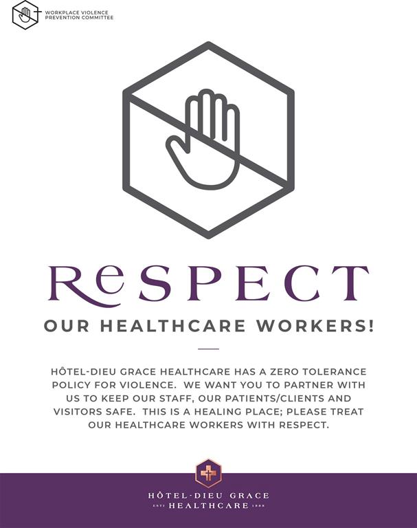 Respect our healthcare workers poster. Text from the poster is printed in plain text below this poster.