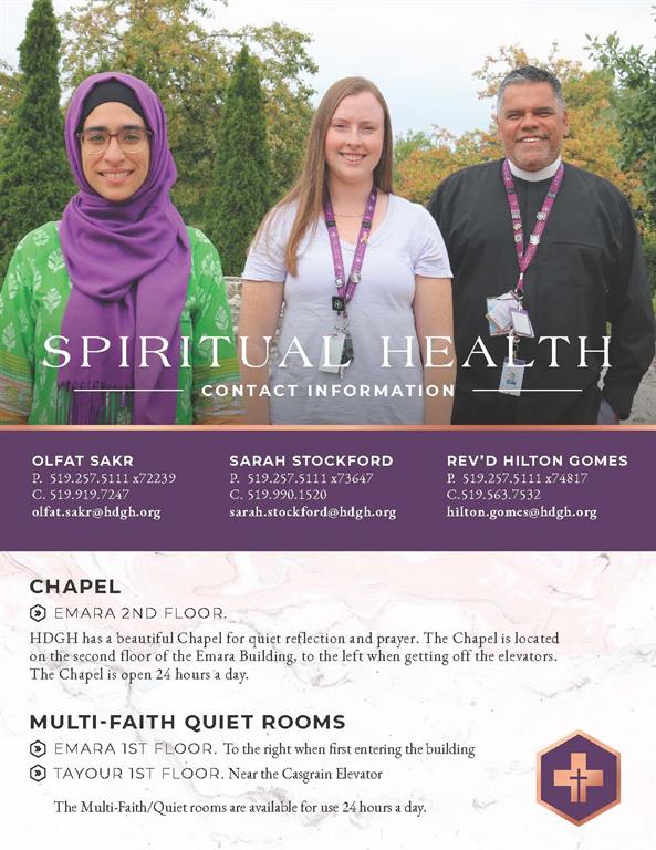 Spiritual Health Contact Information